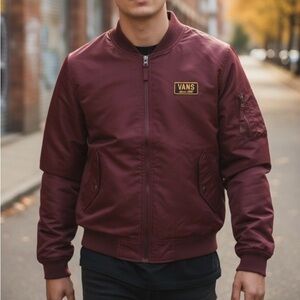 Vans Men's Maroon Bomber Jacket
